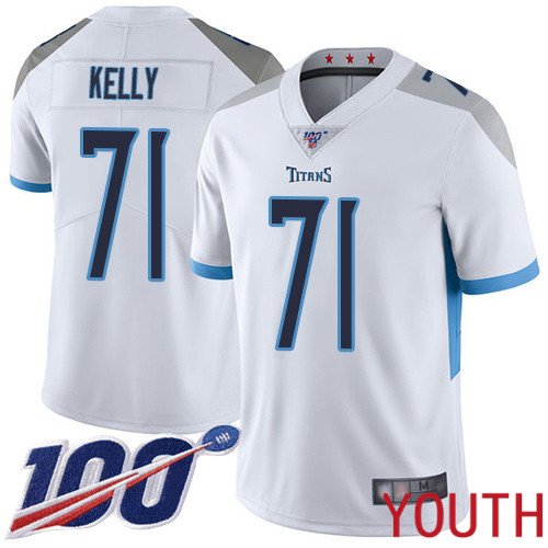 Tennessee Titans Limited White Youth Dennis Kelly Road Jersey NFL Football #71 100th Season Vapor Untouchable
